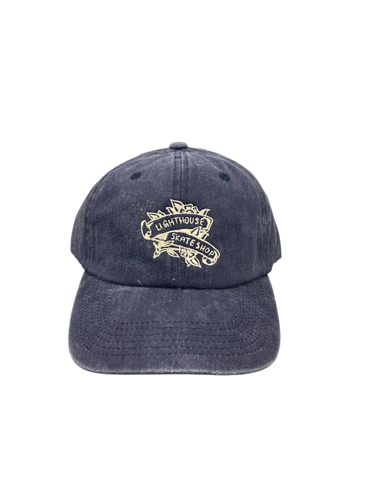 Lighthouse Flower Hat Washed Navy