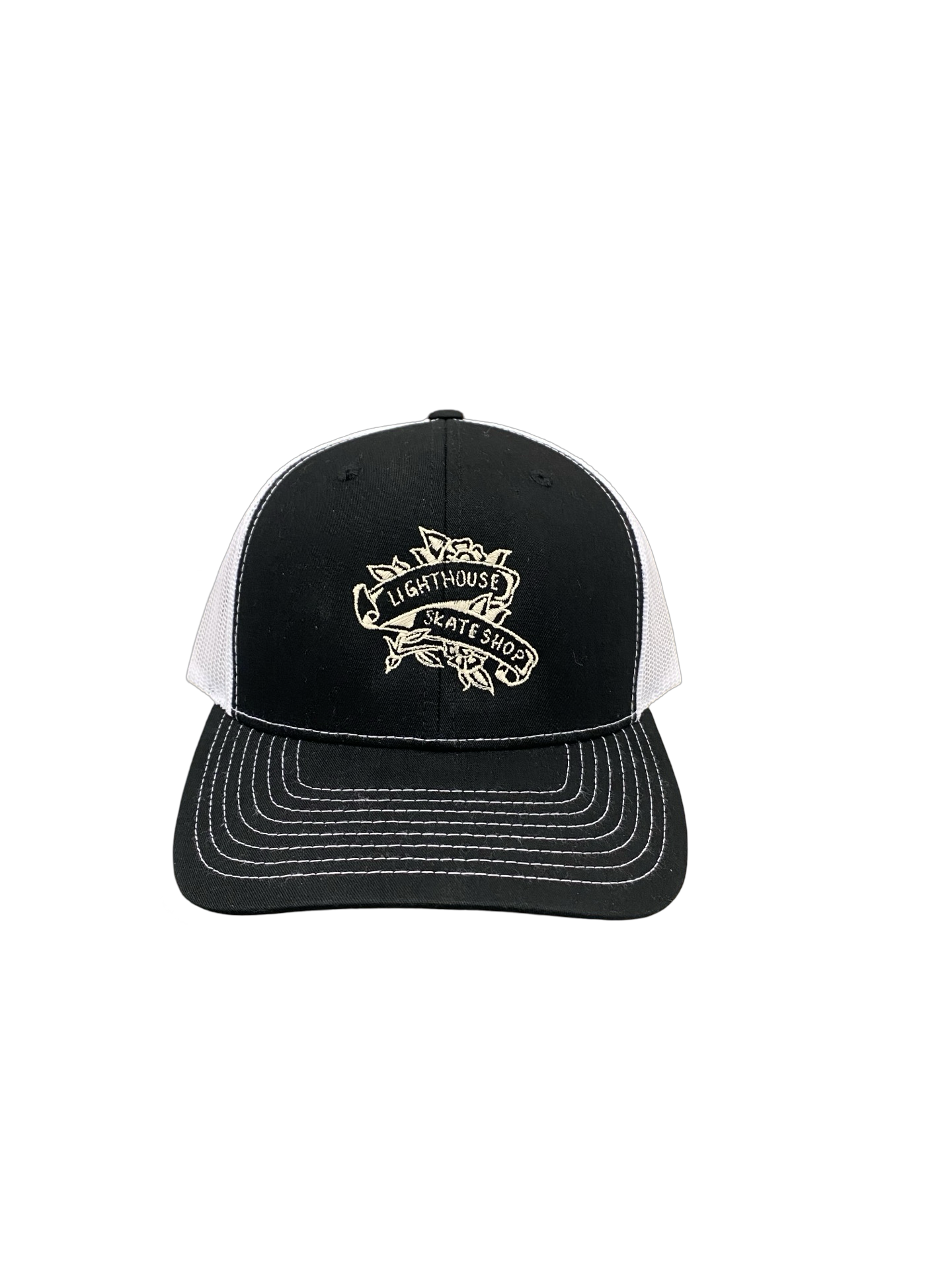 Lighthouse Flower Trucker Hat Black/White