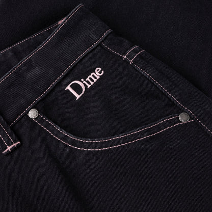 Dime Classic Relaxed Denim Pants Black Washed Contrast Stitching