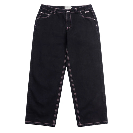 Dime Classic Relaxed Denim Pants Black Washed Contrast Stitching