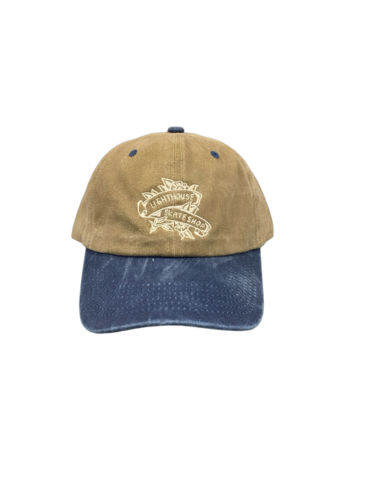 Lighthouse Flower Hat Washed Tan/Navy