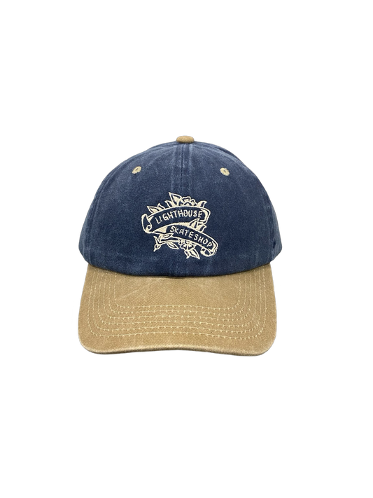 Lighthouse Flower Hat Washed Navy/Tan