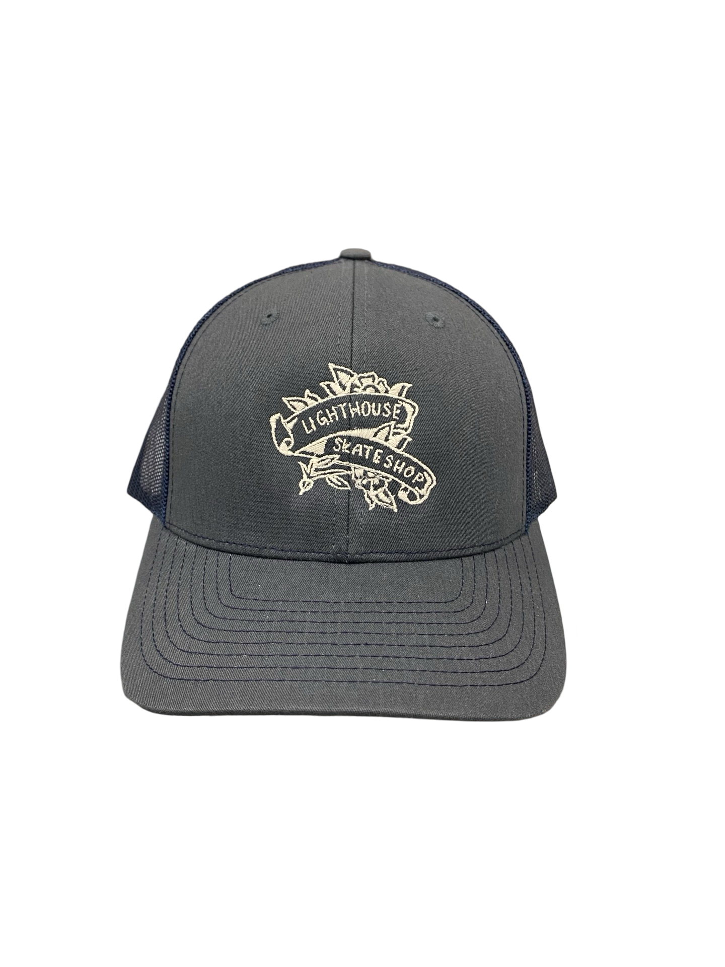 Lighthouse Flower Trucker Hat Grey/Navy