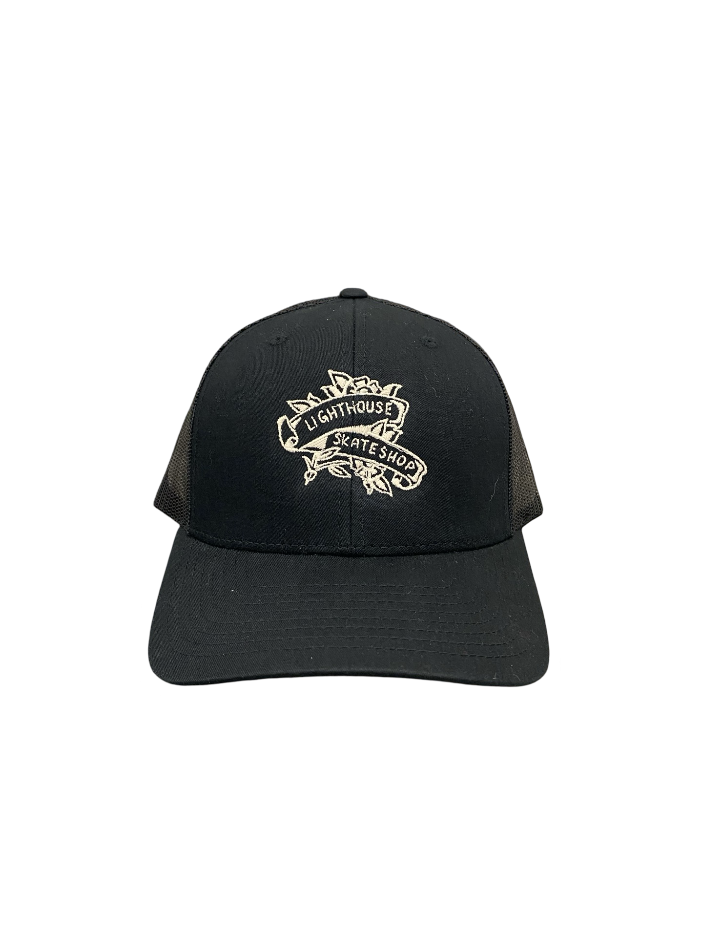 Lighthouse Flower Trucker Hat Black/Black