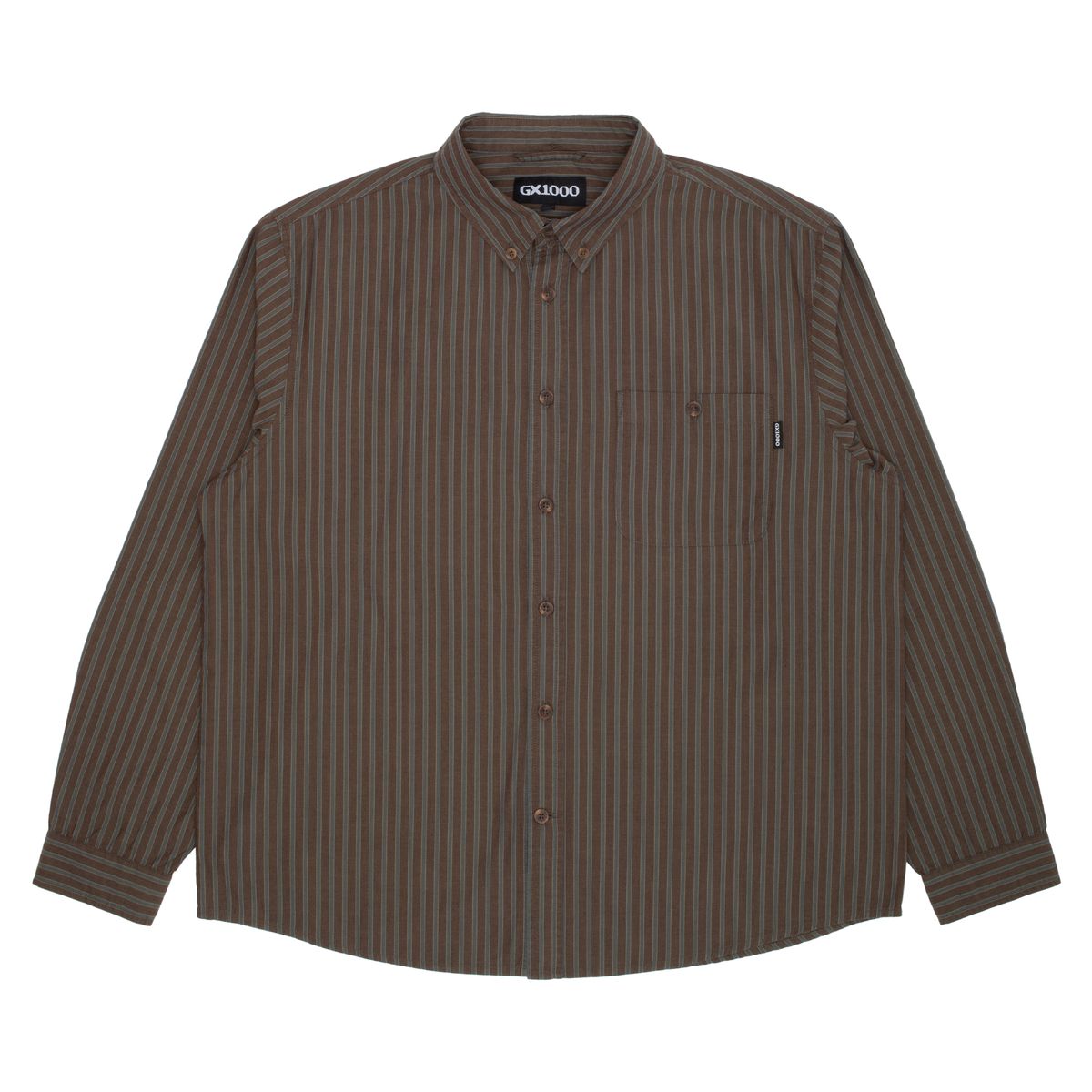 GX1000 Long Sleeve Button Down - Brown Stripe