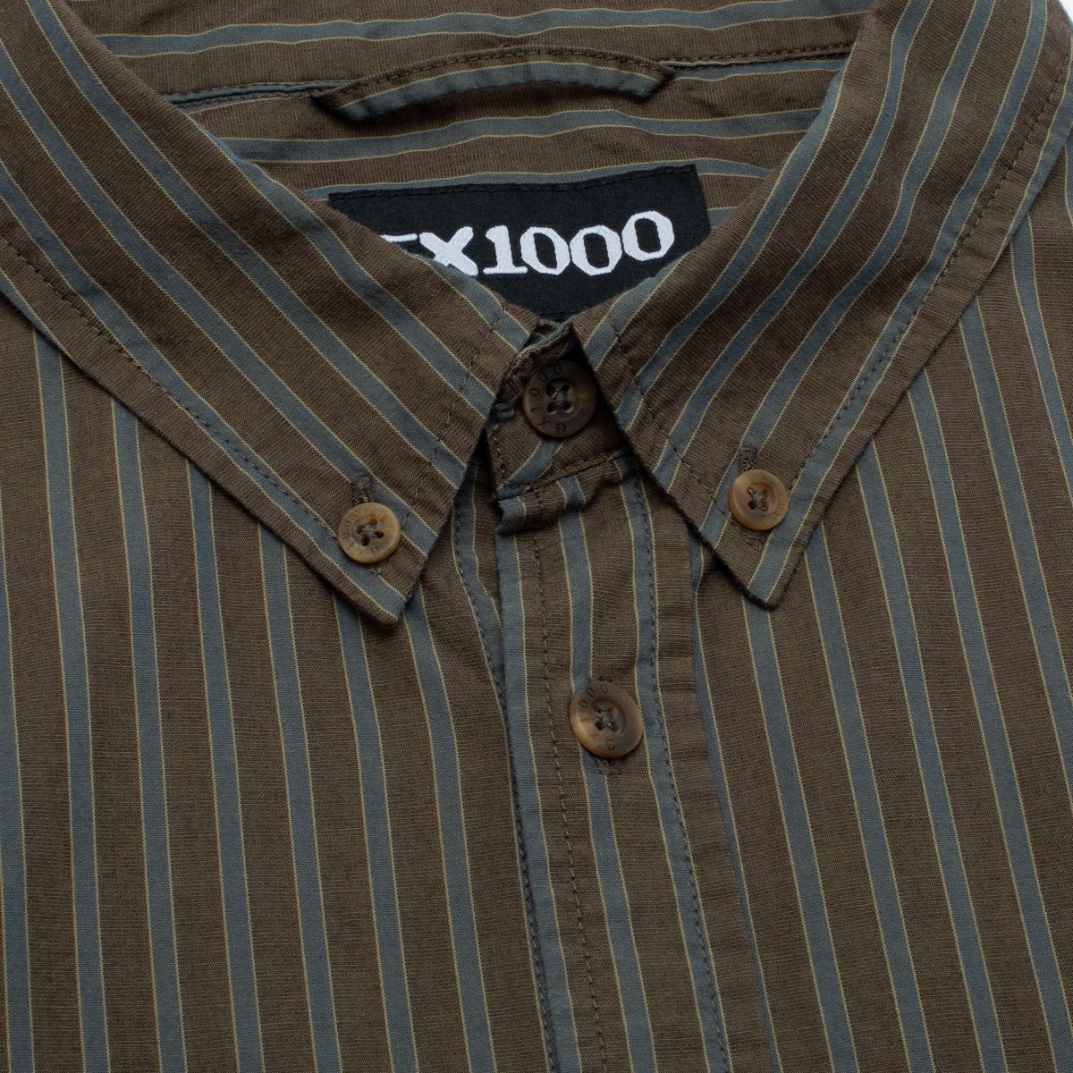 GX1000 Long Sleeve Button Down - Brown Stripe